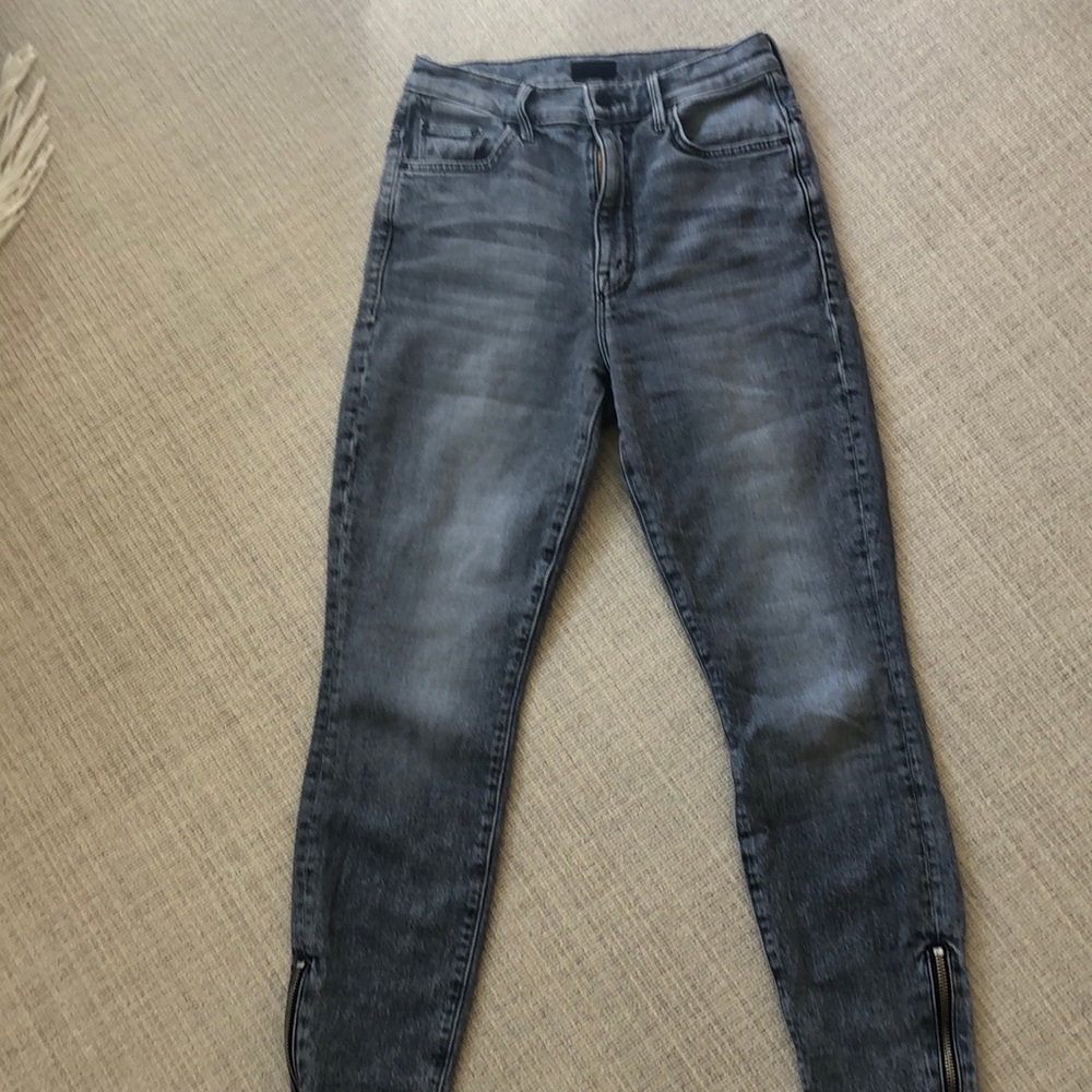 Mother jeans Swooner ankle zip grey wash